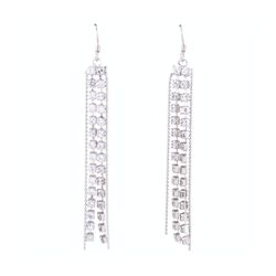 Long Sterling Silver Cubic Zirconia and Beaded Chain Dangles Long Sterling Silver Cubic Zirconia and Beaded Chain Dangles